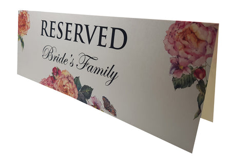 RV 201 Table Decoration Reserved Card Bride's Family