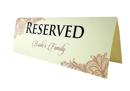 Gold floral corner table reserved card for elegant weddings shadi cards birmingham