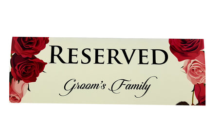 Elegant wedding reserved seating sign with floral accents