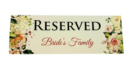 Elegant watercolor rose reserved seating sign for receptions shaadicard
