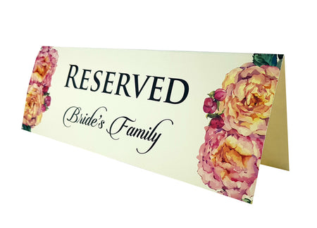 Watercolor flowers folded table reserved table sign from shaddi card.com