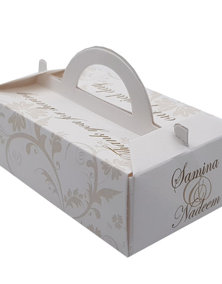 Customised & personalisable gable party favour boxes in gable shaped