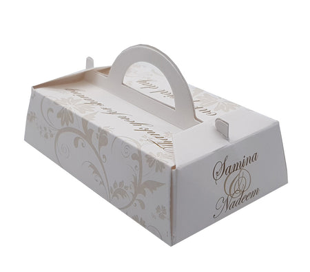 Customised & personalisable gable party favour boxes in gable shaped
