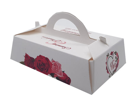 RHC 241 Personalised Favour Box – Red and Pink Roses Floral Print Gable Style Wedding Box