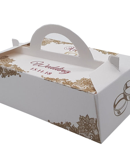 Antigue Gold Vintage personalised gabel shaped Favor Boxes for party event or wedding