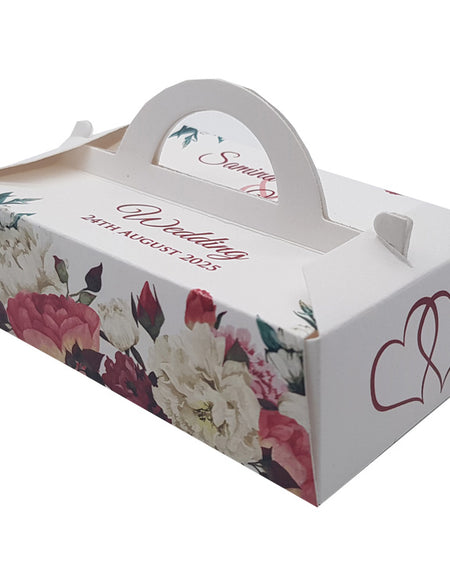 Customisable flower print wedding party favour boxes for table favours