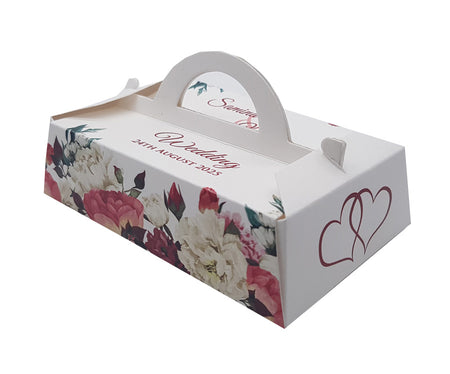 Customisable flower print wedding party favour boxes for table favours
