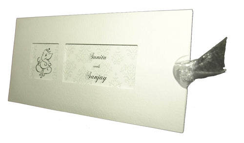 Load image into Gallery viewer, Luxury white shimmer pocket invitation with customizable inserts for multicultural weddings
