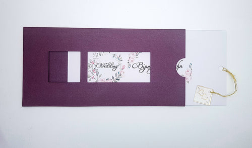 Load image into Gallery viewer, Embossed Floral Twin Window Pocket Invitation RWB Mauve
