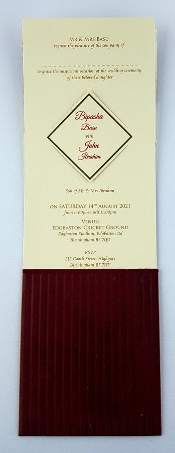 Maroon Velvet Pocket Invitation Cards SC 2696