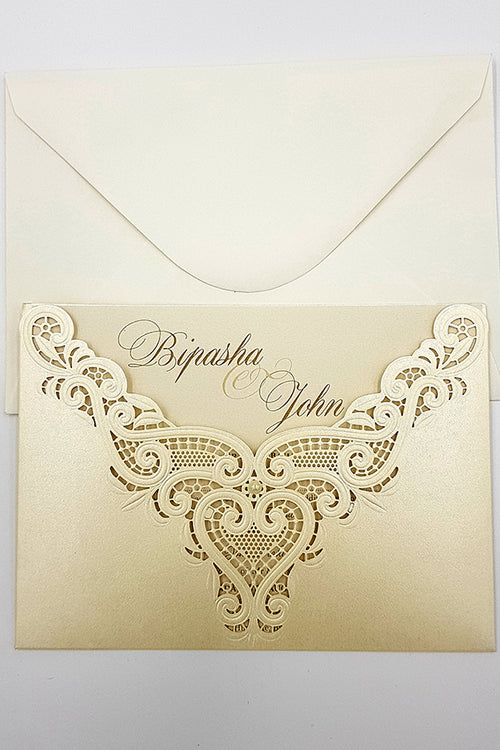 Load image into Gallery viewer, Gorgeous Laser cut Pocket Invitation in ivory SC 2736
