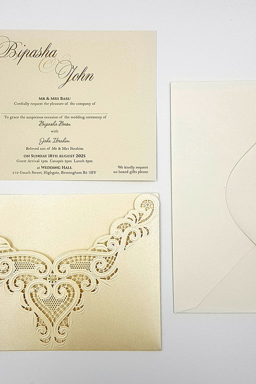 Load image into Gallery viewer, Gorgeous Laser cut Pocket Invitation in ivory SC 2736
