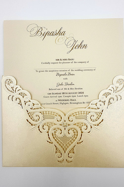 Load image into Gallery viewer, Gorgeous Laser cut Pocket Invitation in ivory SC 2736
