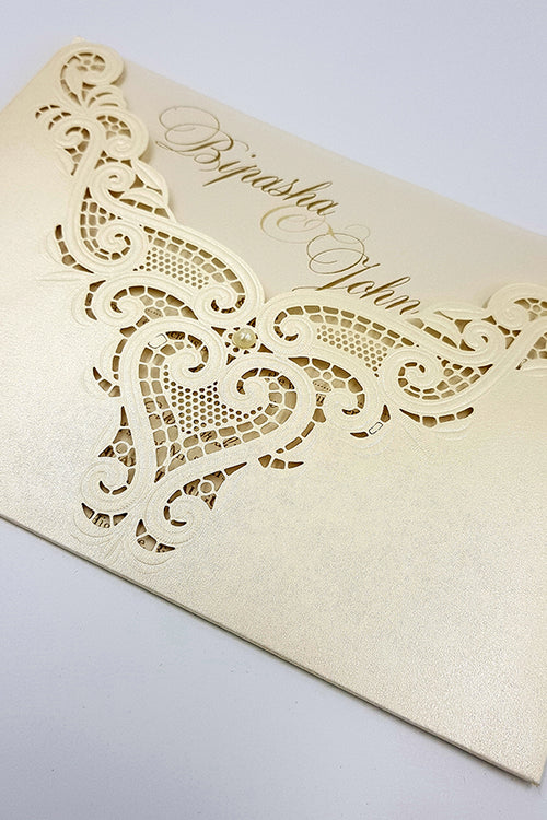 Load image into Gallery viewer, Gorgeous Laser cut Pocket Invitation in ivory SC 2736
