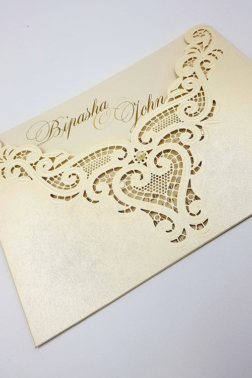 Load image into Gallery viewer, Gorgeous Laser cut Pocket Invitation in ivory SC 2736
