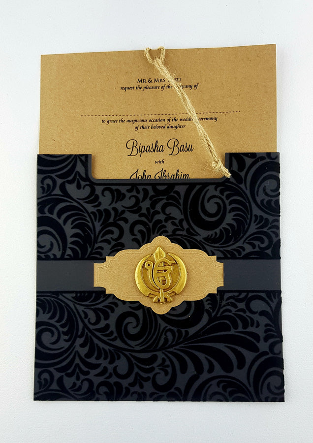 Sikh Black Velvet Pocket Invitation SC 5577