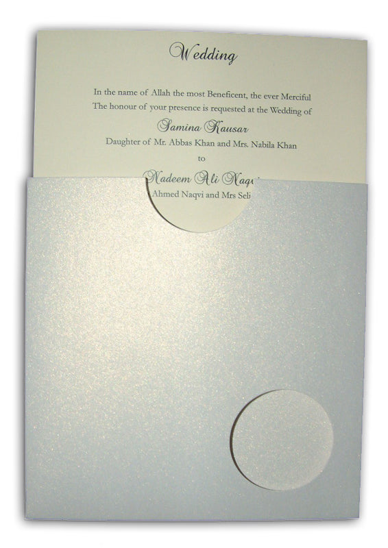 ABC 412 Silver pearlised pocket party invitations
