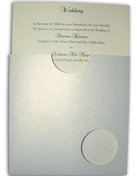 ABC 412 Silver pearlised pocket party invitations