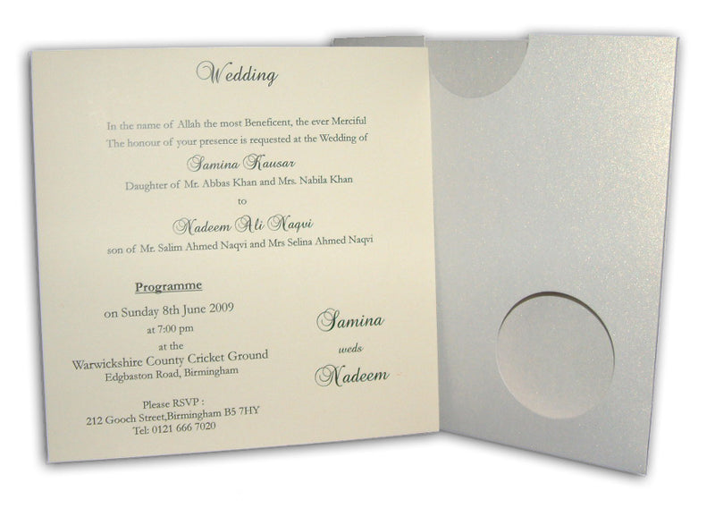 ABC 412 Silver pearlised pocket party invitations