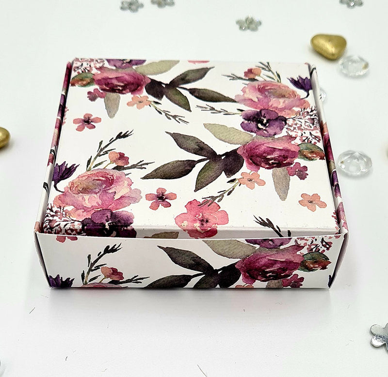 Elegant floral design square favour box for wedding treats shaddi card