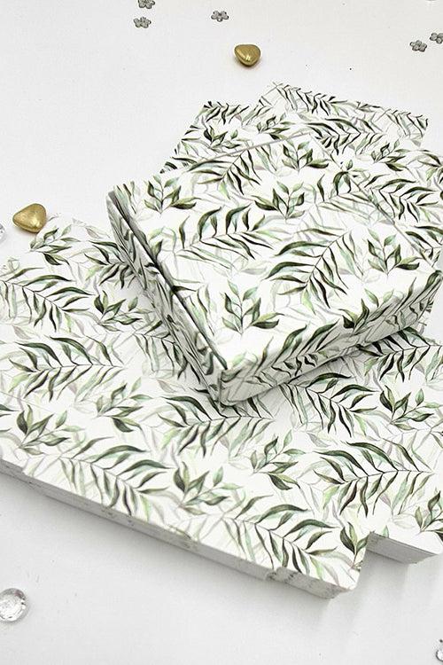 Load image into Gallery viewer, Green Leaf Print SQR 402 Printed Square Favour Box
