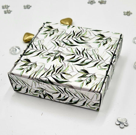 Green Leaf Print Wedding Favour Box – Elegant Botanical Party Favor Box