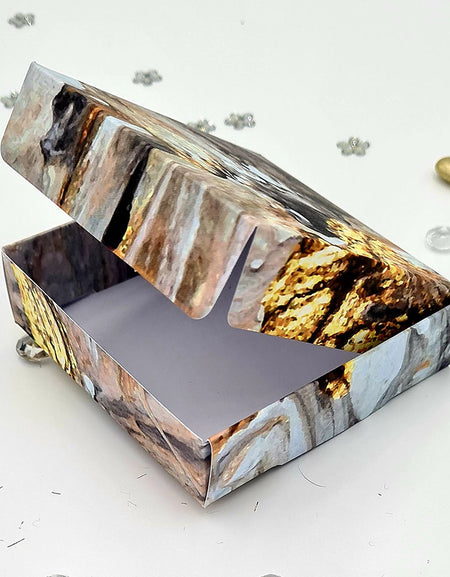 Black Marble Print SQR 406 Printed Square Favour Box