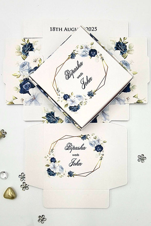 Load image into Gallery viewer, Wedding favour box with custom colours, images &amp; theme – SQR 407 by shadi card
