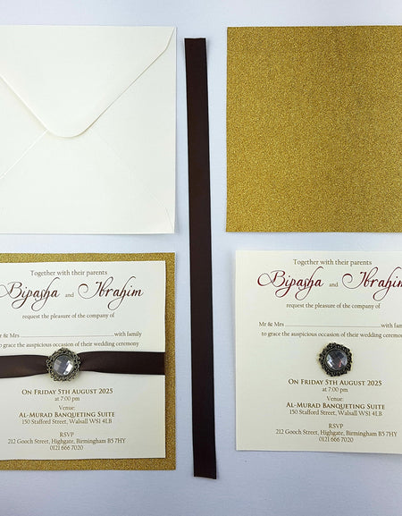 Gold Shimmer Ribbon Invitation SR 101