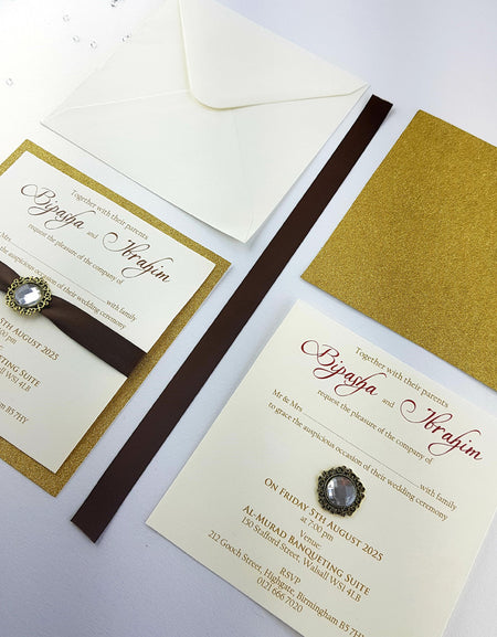 Gold Shimmer Ribbon Invitation SR 101