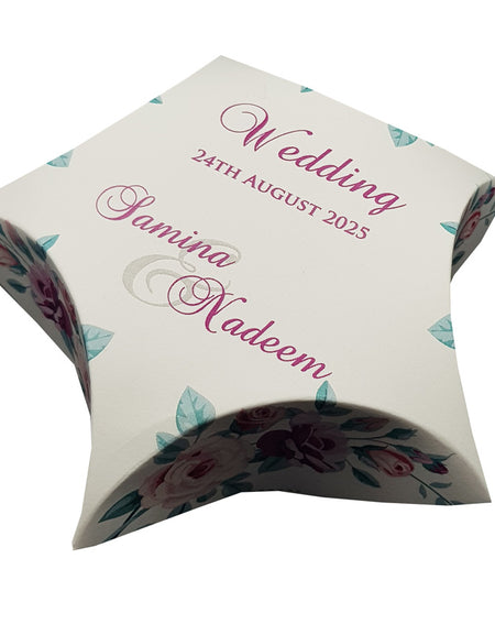 Unique star shaped  party table favour boxes with floral design which is customisable