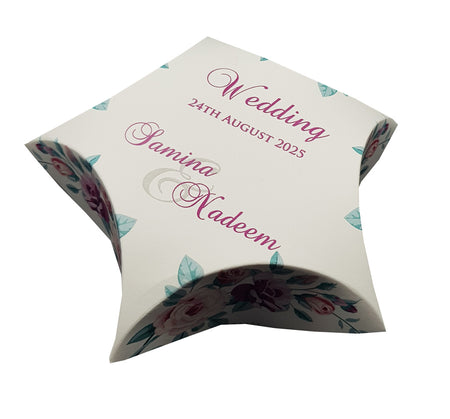 Unique star shaped  party table favour boxes with floral design which is customisable