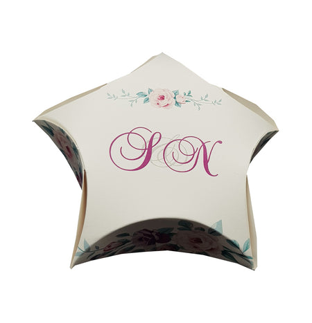 Star shaped wedding & party personalised floral favour boxes