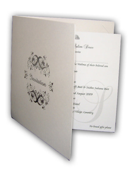 White and silver budget invitation design SWI 1515