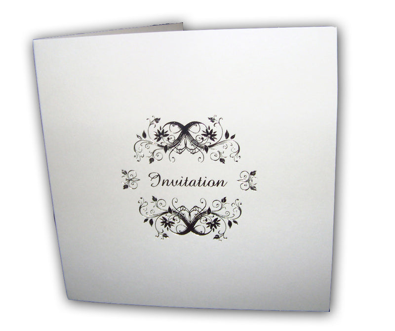 White and silver budget invitation design SWI 1515