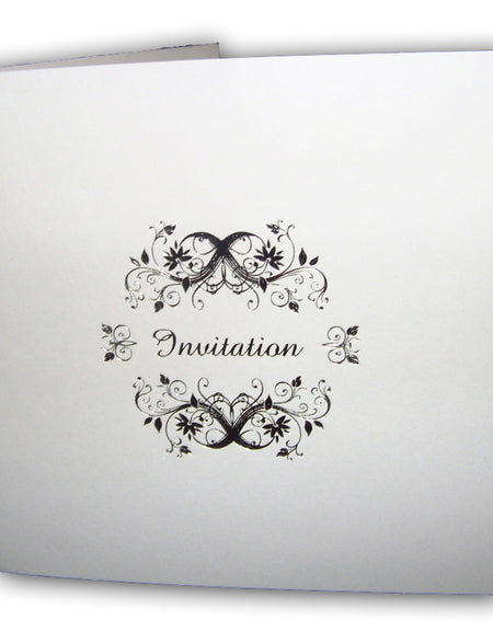 White and silver budget invitation design SWI 1515