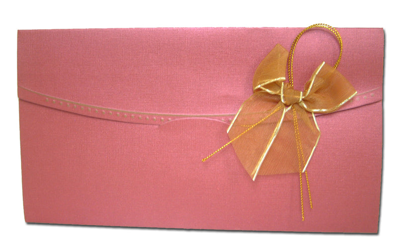 T056I Maroon card and gold ribbon bow invitation