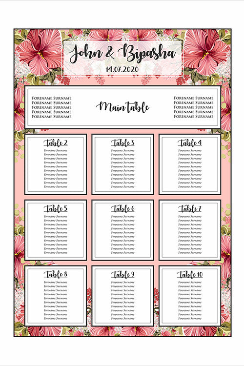 Load image into Gallery viewer, White Pink Floral  – A1 Table Plan
