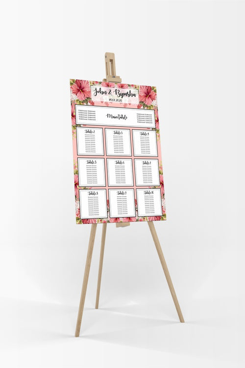 Load image into Gallery viewer, White Pink Floral  – A1 Table Plan
