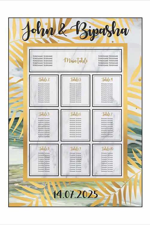 Load image into Gallery viewer, Gold Turquoise Marble  – A1 Table Plan
