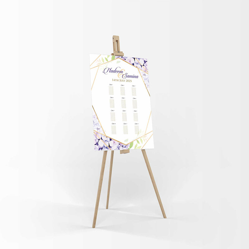 Purple Gold Floral – A1 Table Plan