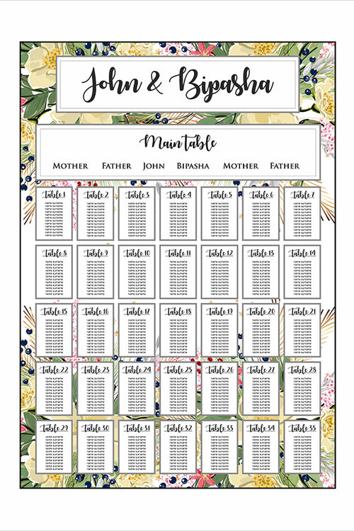 Load image into Gallery viewer, Yellow Green Messy Deco – A1 Table Plan
