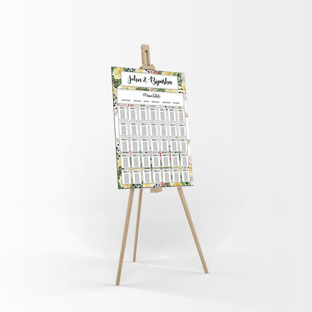 wedding Table Plan 
A1 Board easle green yellow floral personalised portrait wedding stationery