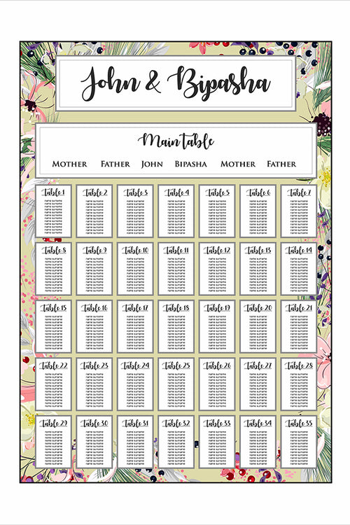 Load image into Gallery viewer, Lime Green Border – A1 Table Plan
