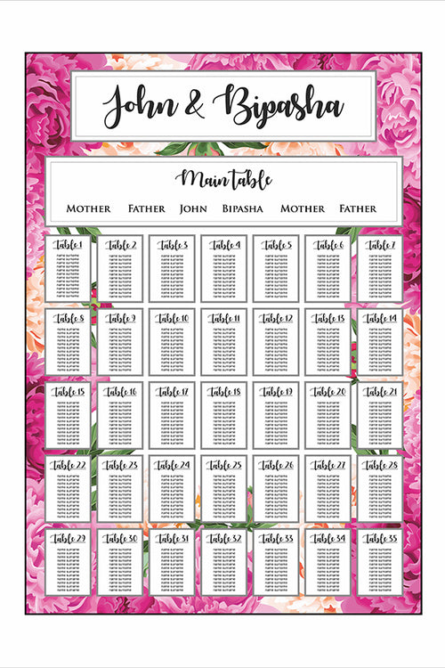 Load image into Gallery viewer, Vibrant Pink Orange  – A1 Table Plan
