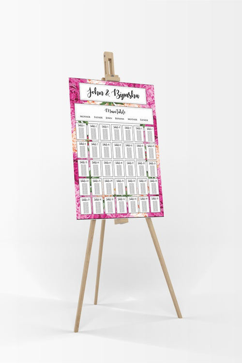 Load image into Gallery viewer, Vibrant Pink Orange  – A1 Table Plan
