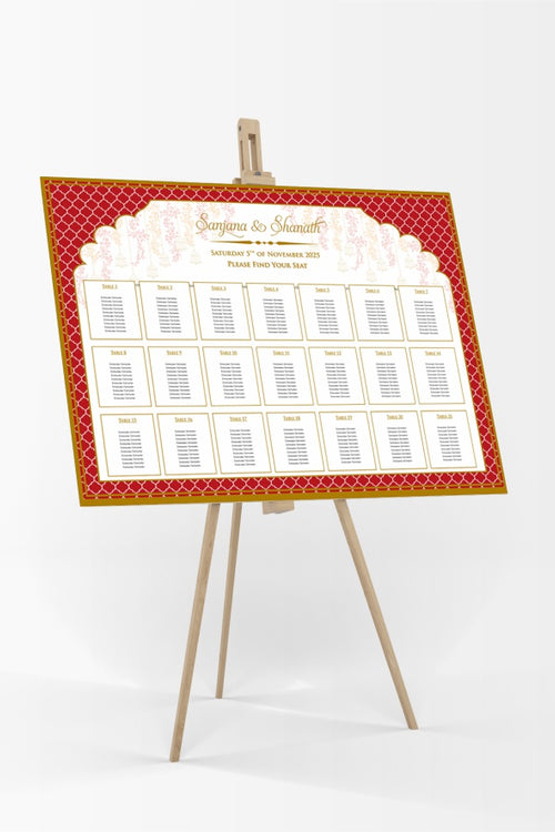 Load image into Gallery viewer, Red &amp; Gold Border – A1 Table Plan
