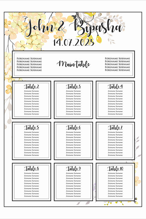 Load image into Gallery viewer, Yellow Floral  – A1 Table Plan
