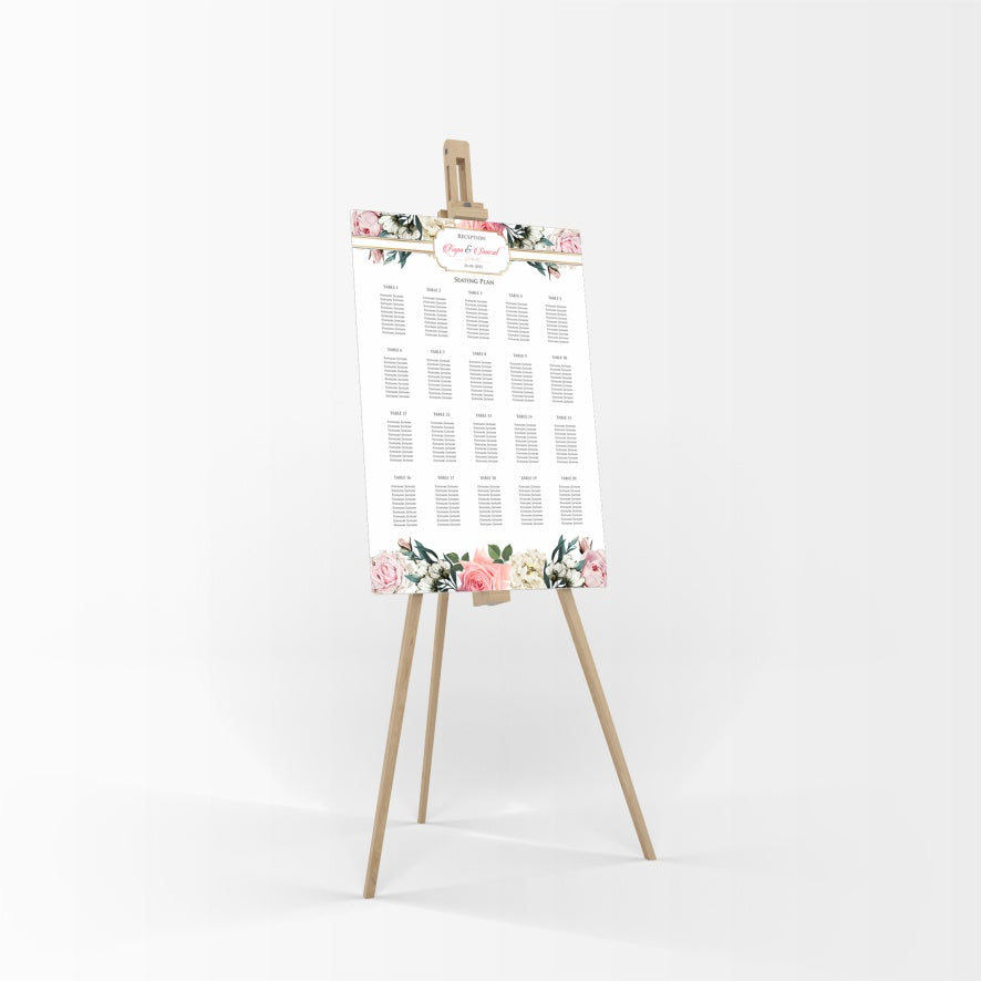 Portrait Personalised Wedding Table Plan 991 – A1 Table Plan ...