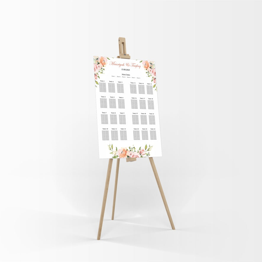 Portrait Personalised Wedding Table Plan 1105 – A1 Table Plan ...